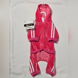Fabdog Hot Pink Velour Puppy Dog    DIVA Hoodie Size Small